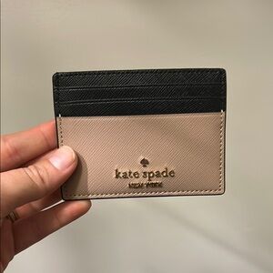 Kate Spade Madison small slim Black and Cream Card Holder